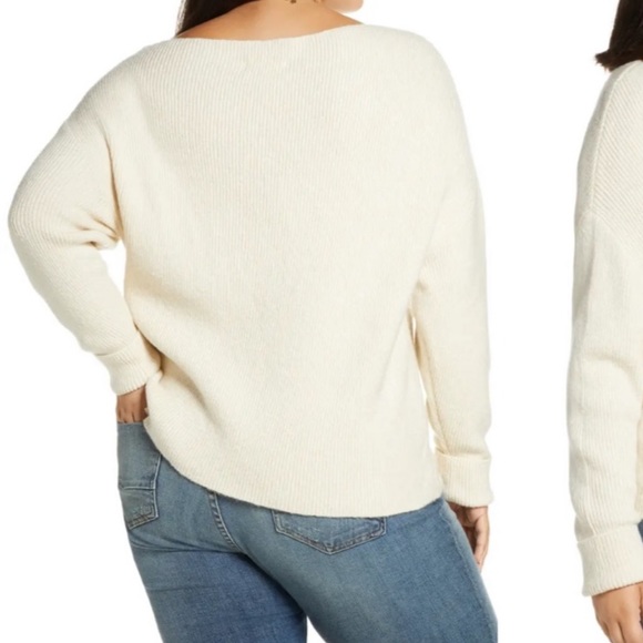 Treasure & Bond Plus Size 3X Off the Shoulder Pullover Sweater Ivory - Picture 2 of 5